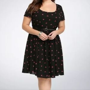 Torrid Black Chiffon Fox Print Skater Dress - Women's 14